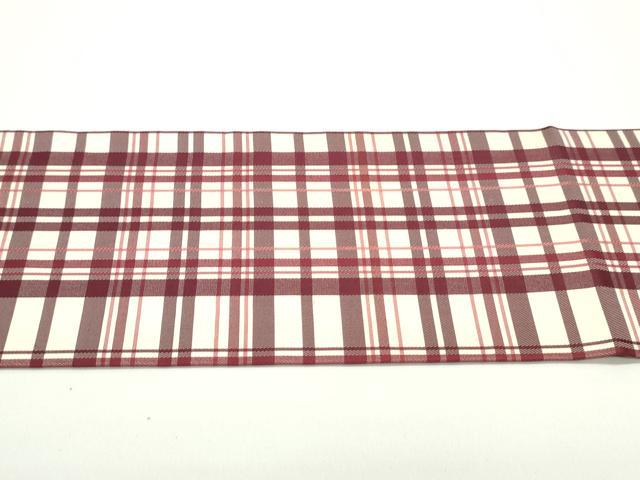 平和屋着物●全通柄九寸名古屋帯 格子柄 正絹 逸品 DAAV9055ob