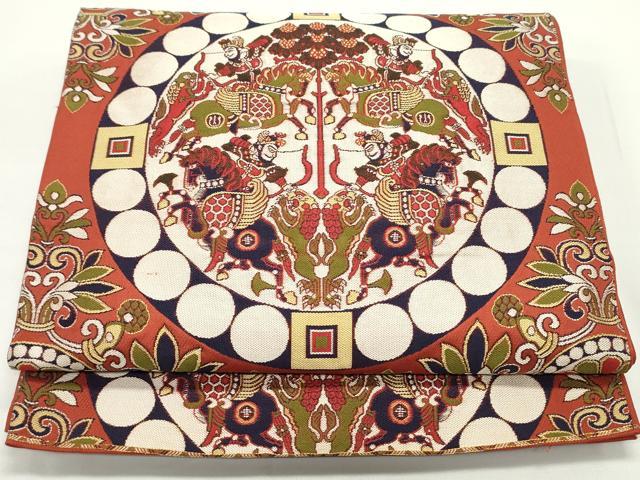 平和屋着物●龍村平蔵柄 六通柄 本袋帯 四天王文旗 正絹 逸品 DAAV9095ob