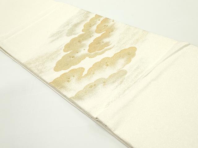 平和屋着物●綴れ 太鼓柄袋帯 霞雲文 象牙色 金銀糸 正絹 逸品 DAAV9219ob