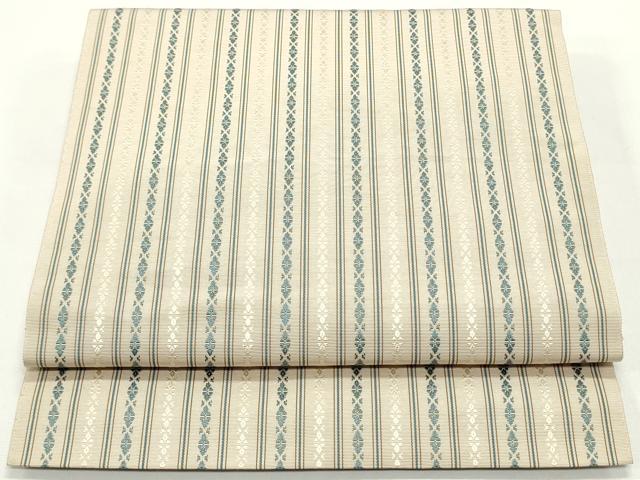 平和屋着物●本場筑前博多織 八寸名古屋帯 献上 練色 正絹 逸品 DAAV9221ob