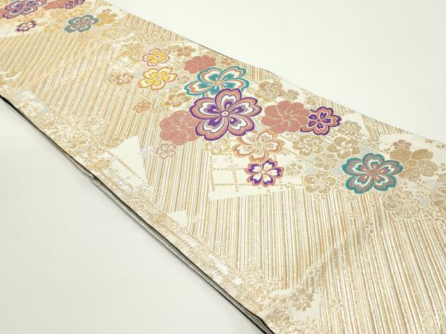 平和屋着物●両面 六通柄袋帯 舞桜間道 金銀糸 正絹 逸品 DAAV9233ob