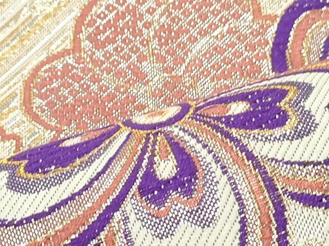 平和屋着物●両面 六通柄袋帯 舞桜間道 金銀糸 正絹 逸品 DAAV9233ob