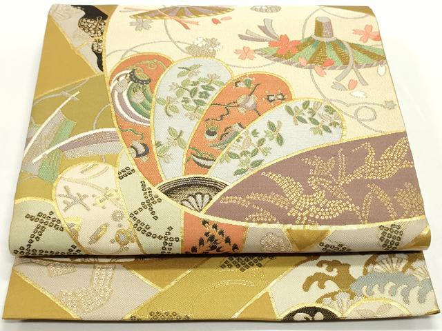 平和屋着物●六通柄袋帯 都龍錦 波涛翠竹文 金糸 正絹 逸品 DAAV9254ob