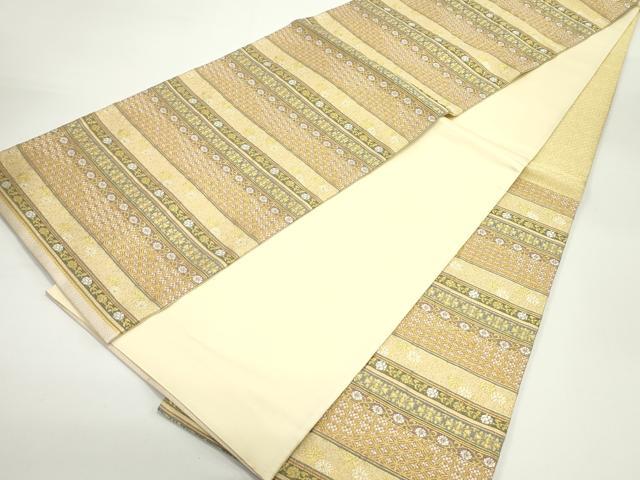 平和屋着物●綴織 六通柄袋帯 花唐草間道 金銀糸 正絹 逸品 DAAV9259ob