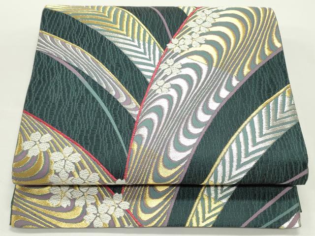 平和屋着物●六通柄袋帯 花流水 八尺紋 金銀糸 正絹 逸品 DAAV9272ob