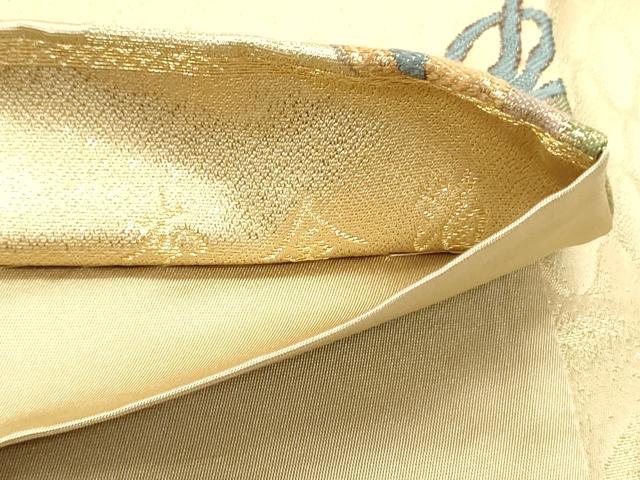平和屋着物●六通柄袋帯 祥山 檜垣仕覆花文 金糸 本金箔 正絹 逸品 DAAV9302ob