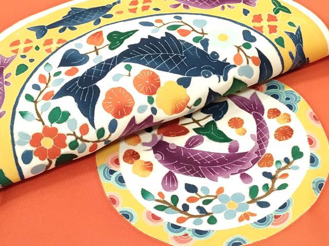 平和屋着物●本加賀友禅作家 水野博 塩瀬 九寸名古屋帯 魚花唐草丸文 丹色 正絹 逸品 DAAV9305ob