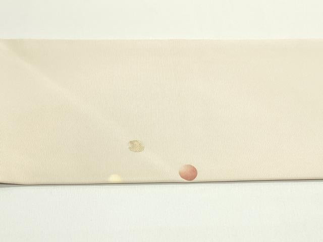 平和屋着物●塩瀬 九寸名古屋帯 刺繍 丸文 薄卵色 金銀彩 正絹 逸品 DAAV9337ob