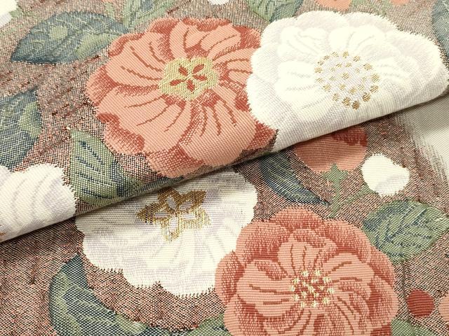 平和屋着物●太鼓柄袋帯 すくい織 松皮菱草花文 金糸 正絹 逸品 DAAV9365ob