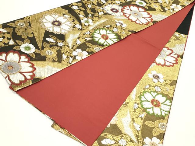 平和屋着物●六通柄袋帯 唐織 扇面舞桜文 金糸 正絹 逸品 DAAV9377ob