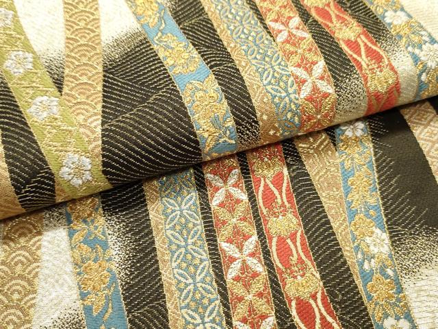 平和屋着物●六通柄袋帯 唐俑箔 鬘帯吉祥文 金糸 正絹 逸品 DAAV9379ob