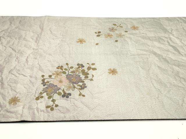 平和屋着物●太鼓柄袋帯 押し花 草花文 正絹 逸品 DAAV9394ob