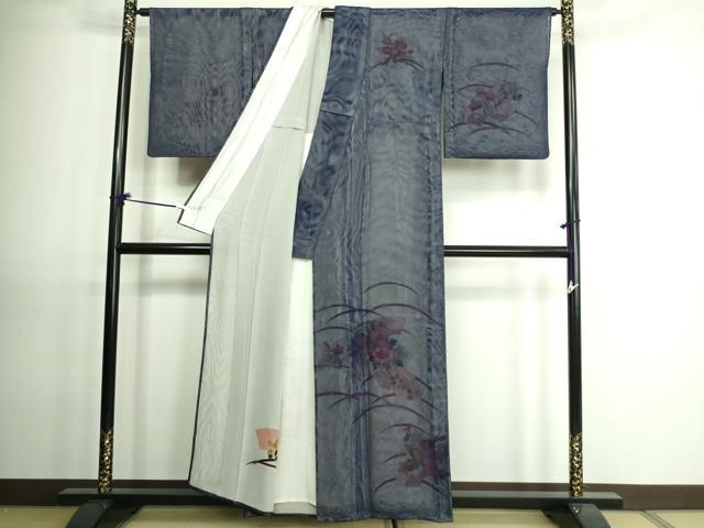 平和屋着物▽訪問着 単衣 無双 紗袷 紗×絽 地紙草花文 金彩 正絹 逸品 DAAV9526sf