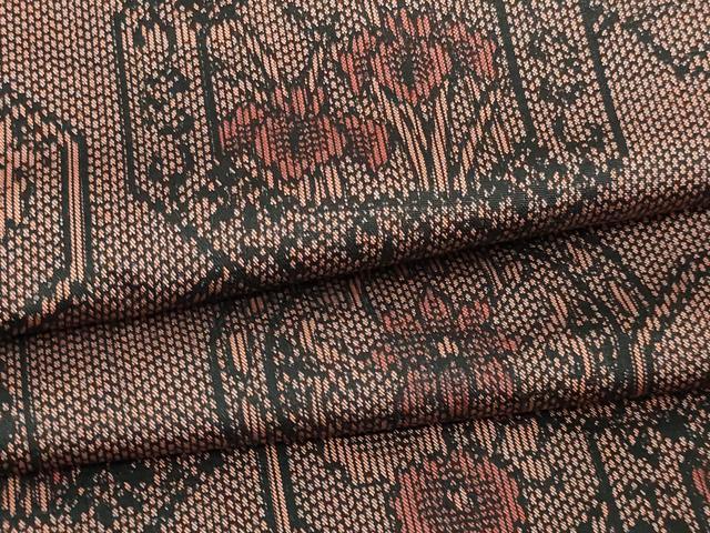 平和屋着物▽上質な紬 単衣 草花文 正絹 逸品 DAAV9532sf