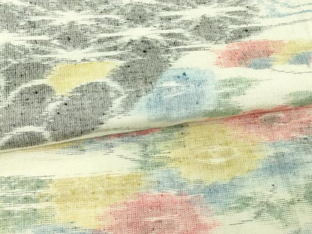 平和屋着物▽上質な紬 単衣 草花文 正絹 逸品 DAAV9539sf