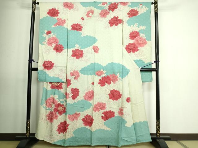 平和屋着物▽豪華振袖 単衣 草花文 金銀彩 正絹 逸品 DAAV9542sf