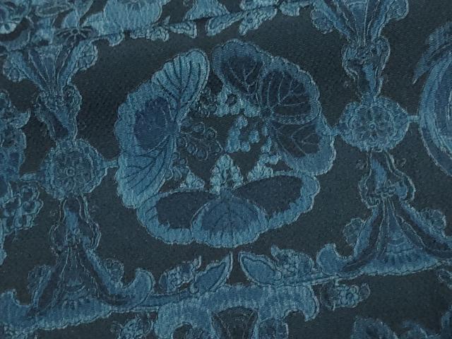 平和屋着物▽上質な紬 単衣 花鳥唐草文 正絹 逸品 未使用 DAAV9561sf