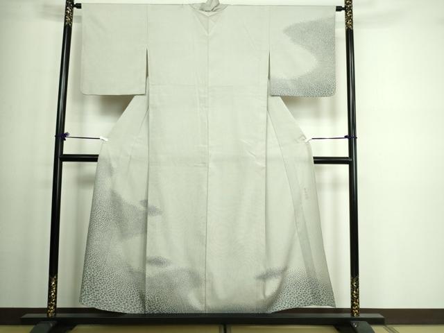 平和屋着物▽本塩沢 訪問着 単衣 藤倉守正 やまだ織 石畳文 正絹 逸品 DAAV9570sf