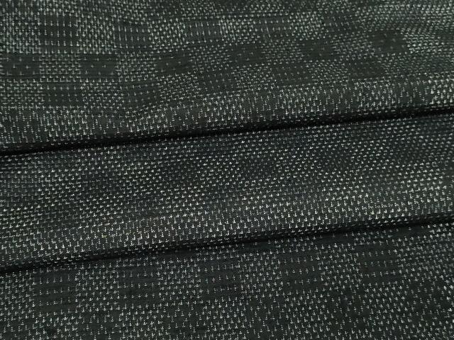平和屋着物▽上質な紬 単衣 市松文様 正絹 逸品 DAAV9571sf