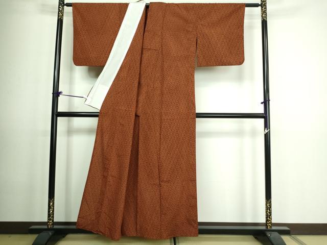 平和屋着物▽本場大島紬 単衣 菱文 正絹 逸品 DAAV9582sf