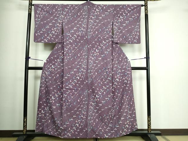 平和屋着物▽小紋 単衣 枝花文 洗える着物 DAAV9585sf