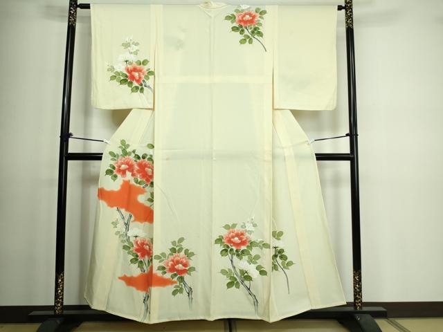 平和屋着物▽訪問着 単衣 枝花文 金彩 正絹 逸品 DAAV9600sf