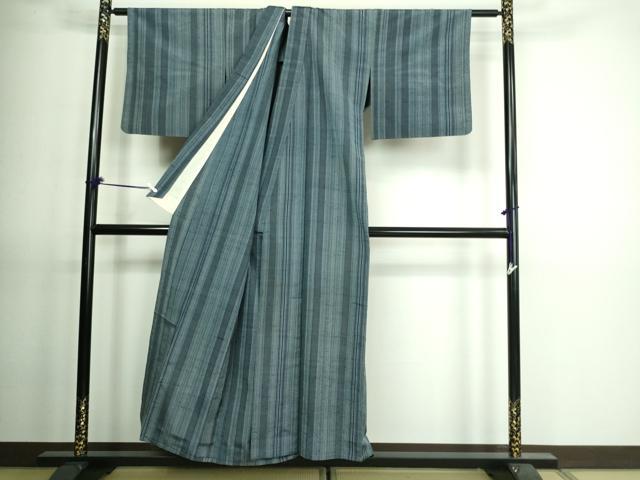 平和屋着物▽上質な紬 単衣 間道 正絹 逸品 DAAV9612sf