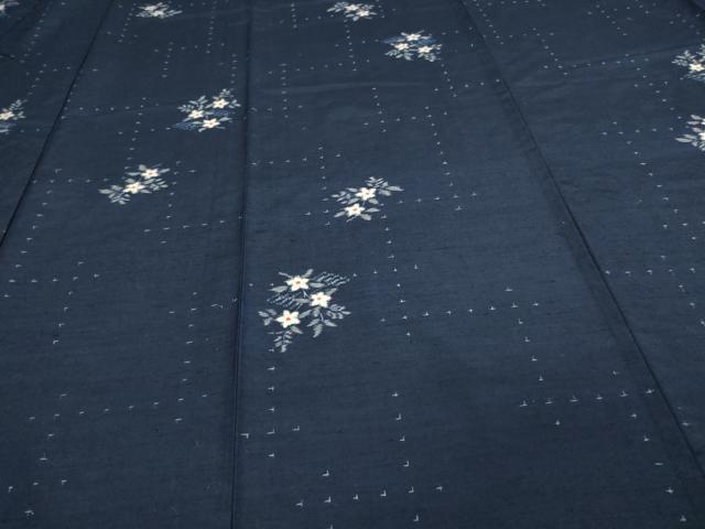 平和屋着物▽上質な紬 単衣 草花文 正絹 逸品 DAAV9615sf