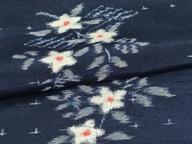 平和屋着物▽上質な紬 単衣 草花文 正絹 逸品 DAAV9615sf