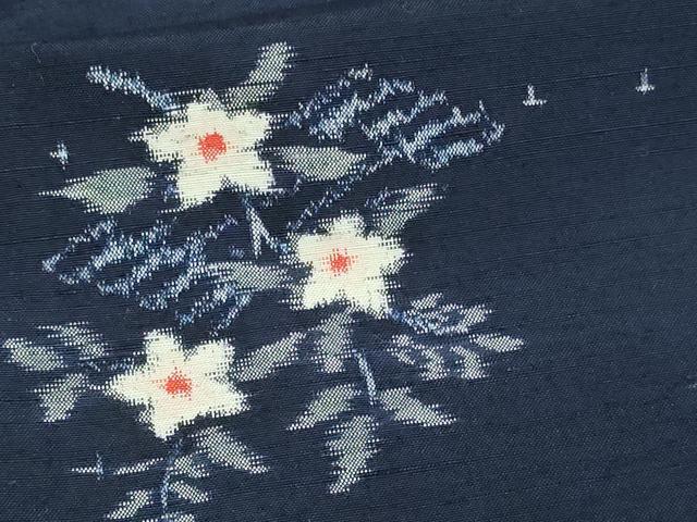 平和屋着物▽上質な紬 単衣 草花文 正絹 逸品 DAAV9615sf
