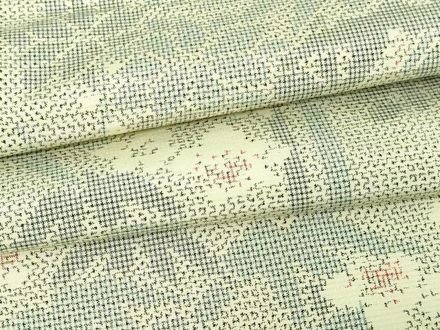平和屋着物▽上質な紬 単衣 笹竹花文 正絹 逸品 DAAV9617sf