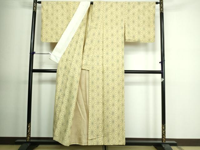 平和屋着物▽上質な紬 単衣 麻の葉文様 正絹 逸品 DAAV9621sf