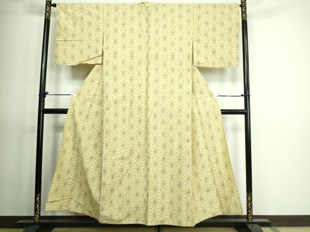 平和屋着物▽上質な紬 単衣 麻の葉文様 正絹 逸品 DAAV9621sf