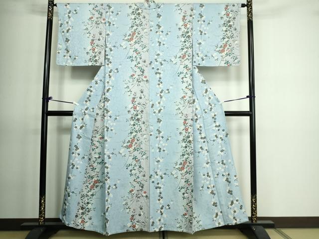 平和屋着物▽上質な小紋 単衣 草花文 暈し染め 金彩 正絹 逸品 未使用 DAAV9622sf