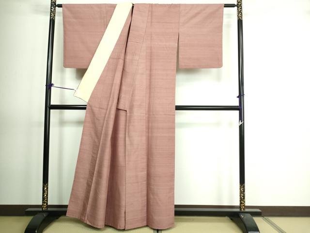 平和屋着物▽結城紬 単衣 退紅色 正絹 逸品 DAAV9626sf