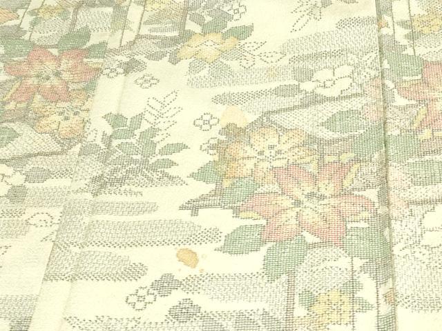 平和屋着物▽本塩沢 単衣 草花文 正絹 逸品 DAAV9633sf