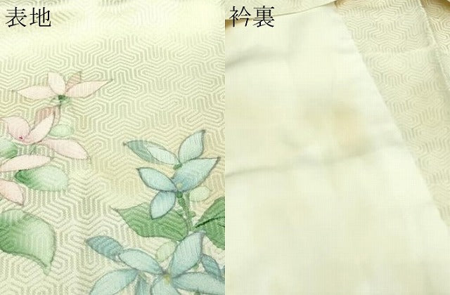 平和屋着物▽訪問着 単衣 手描き 草花文 正絹 逸品 DAAV9635sf