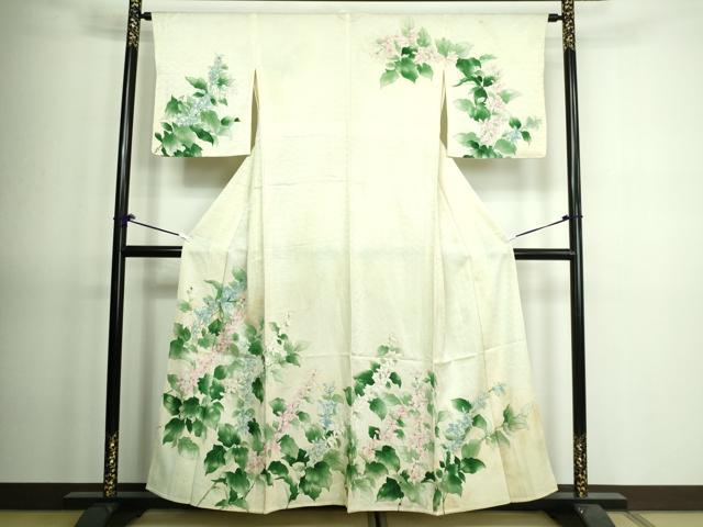 平和屋着物▽訪問着 単衣 手描き 草花文 正絹 逸品 DAAV9635sf