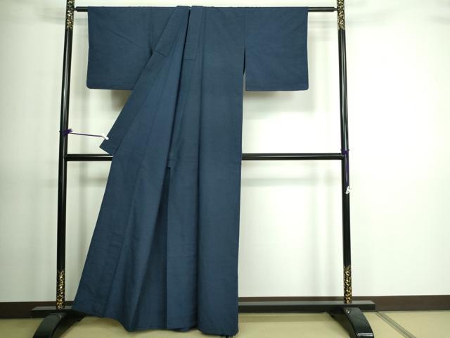 平和屋着物▽上質な紬 単衣 留紺色 正絹 逸品 DAAV9641sf