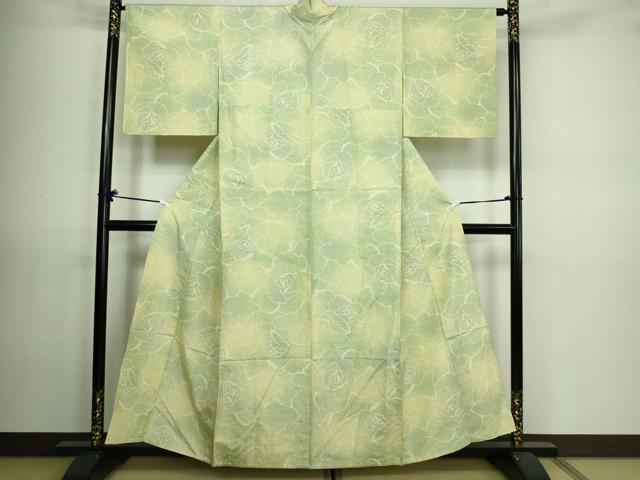 平和屋着物▽上質な紬 単衣 薔薇 正絹 逸品 DAAV9648sf