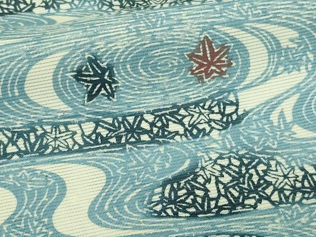 平和屋着物▽上質な小紋 単衣 型染 流水舞葉文 正絹 逸品 DAAV9665sf