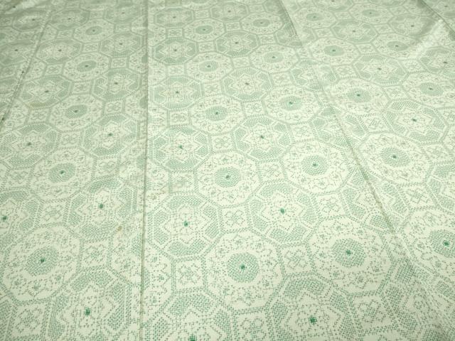 平和屋着物▽上質な紬 単衣 亀甲花文 正絹 逸品 DAAV9671sf