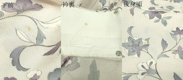 平和屋着物▽上質な小紋 単衣 更紗花文 反端付き 正絹 逸品 DAAV9674sf
