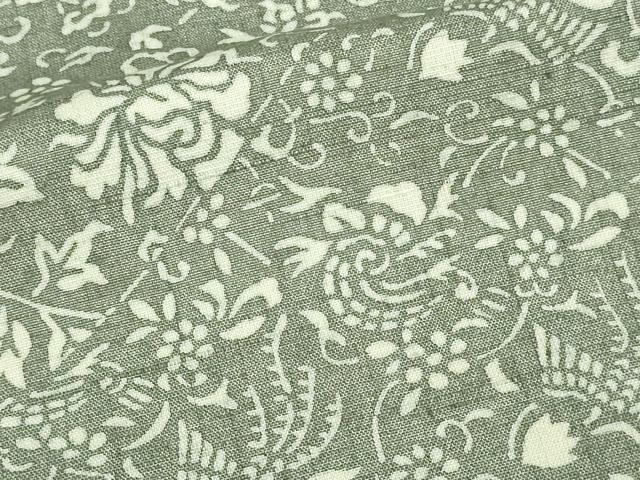 平和屋着物▽上質な紬 型染 単衣 花唐草文 正絹 逸品 DAAV9678sf