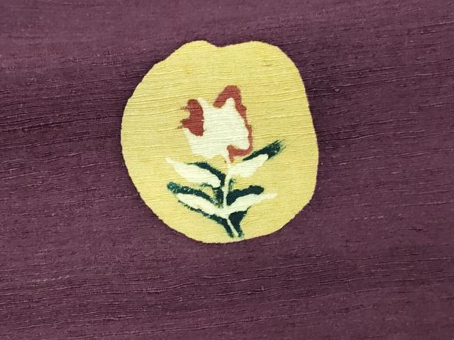 平和屋着物▽上質な紬 単衣 草花文 正絹 逸品 DAAV9690sf