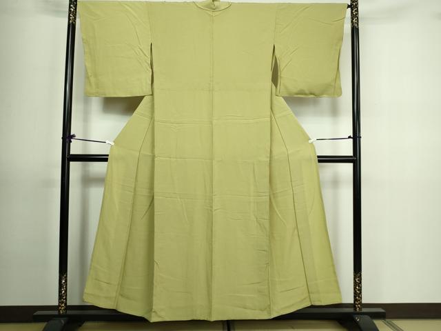 平和屋着物▽上質な色無地 単衣 抹茶色 正絹 逸品 未使用 DAAV9691sf