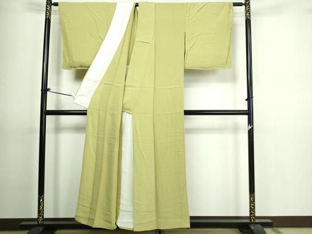 平和屋着物▽上質な色無地 単衣 抹茶色 正絹 逸品 未使用 DAAV9691sf
