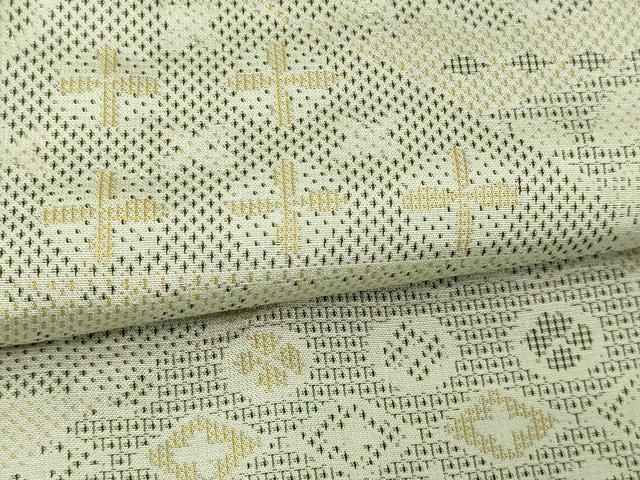 平和屋着物▽上質な紬 単衣 吉祥花文 正絹 逸品 DAAV9693sf