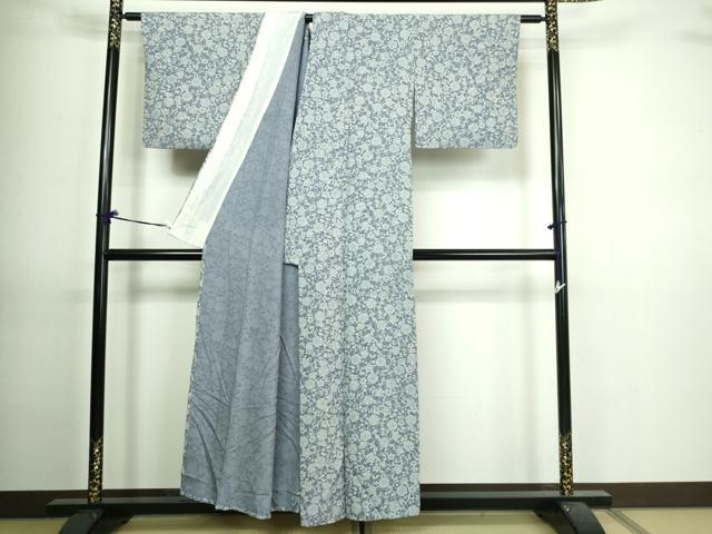 平和屋着物▽上質な小紋 単衣 草花文 正絹 逸品 DAAV9706sf
