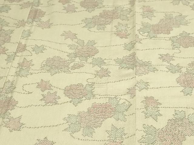 平和屋着物▽本塩沢 単衣 草花文 正絹 逸品 DAAV9708sf